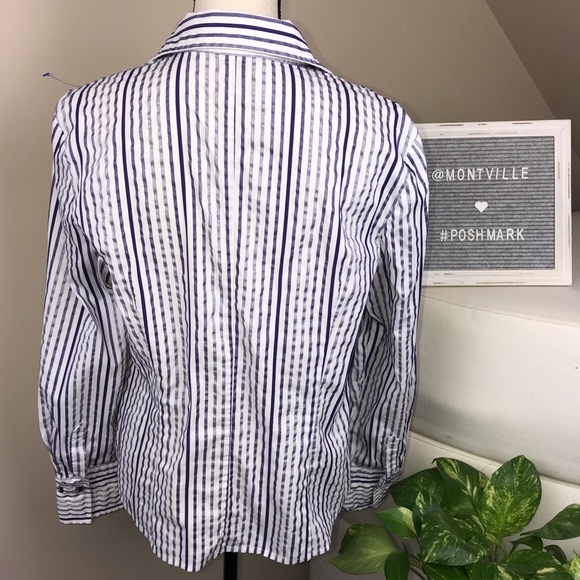Alfani White and Purple Striped Button Down Shirt - Picture 2 of 5